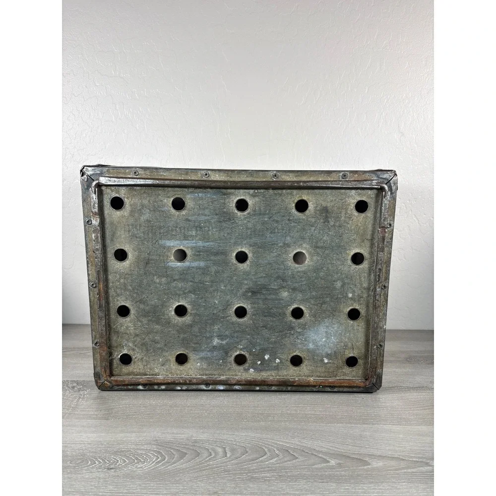 Vintage Roberts Wood Dairy Milk Crate Metal Reinforced Industrial Storage Box